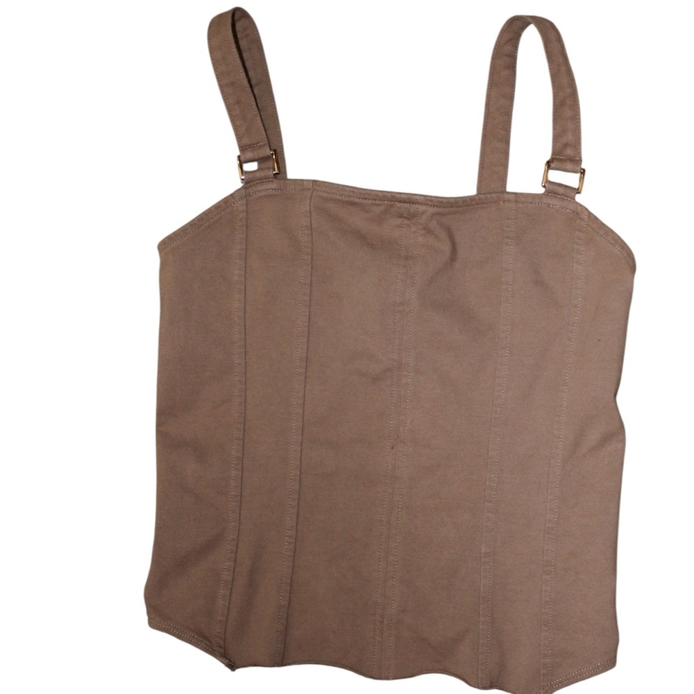 H&M Taupe Corset Style Tank Top Size XS Structured Wide Strap